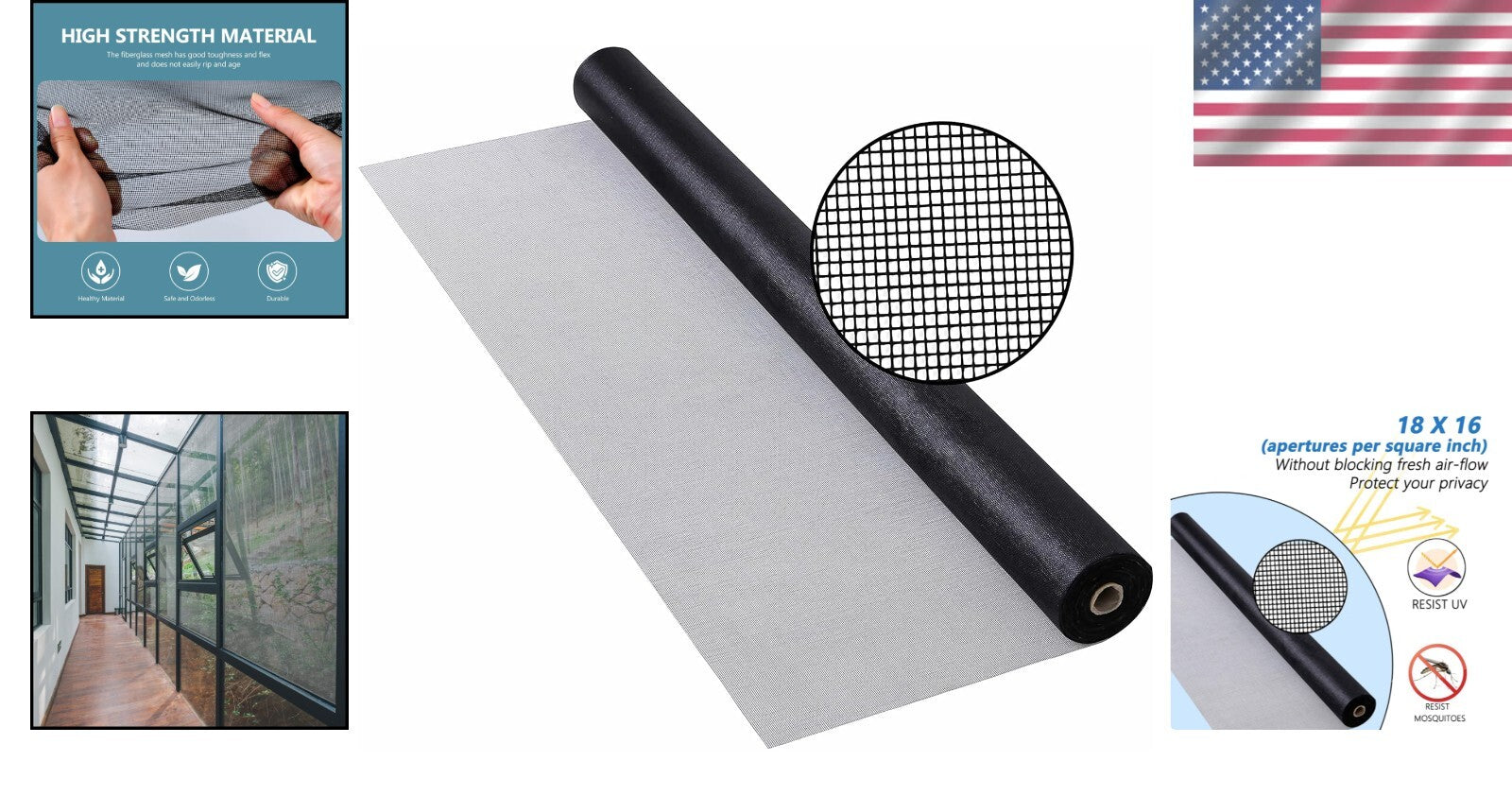 Durable Fiberglass Window Screen Roll - Easy Install & Cut to Size 36"x100'
