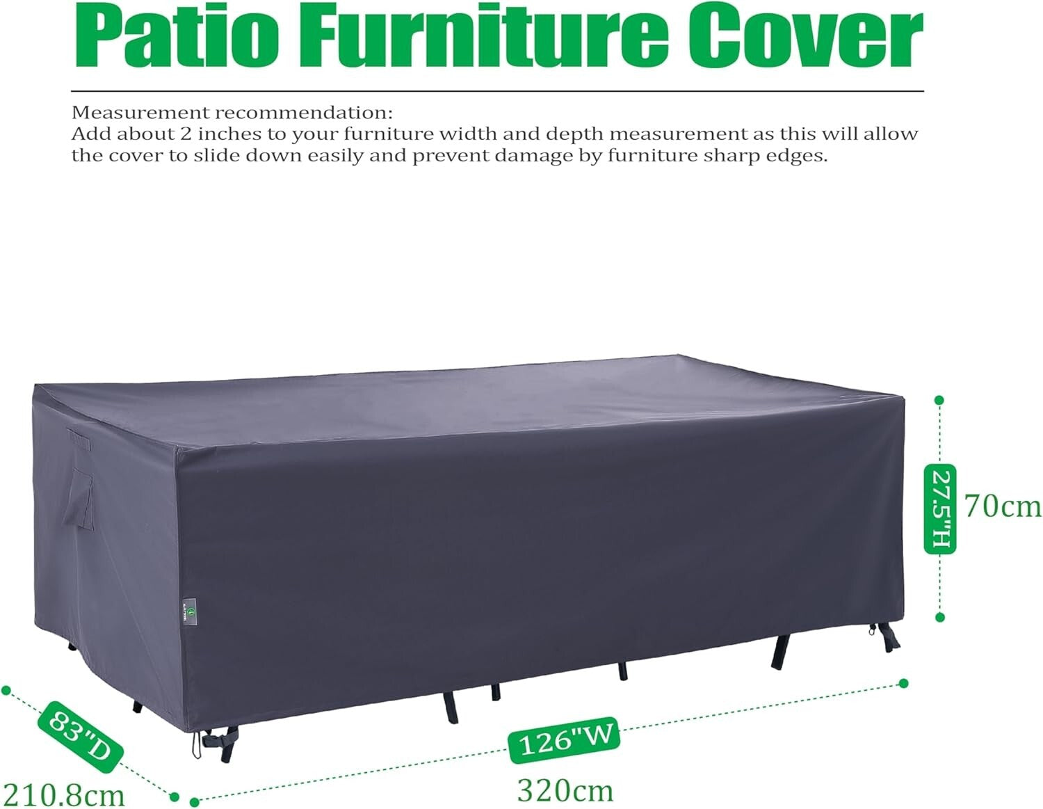 Adjustable Large Patio Furniture Cover - Heavy Duty Waterproof & Tear-Resistant