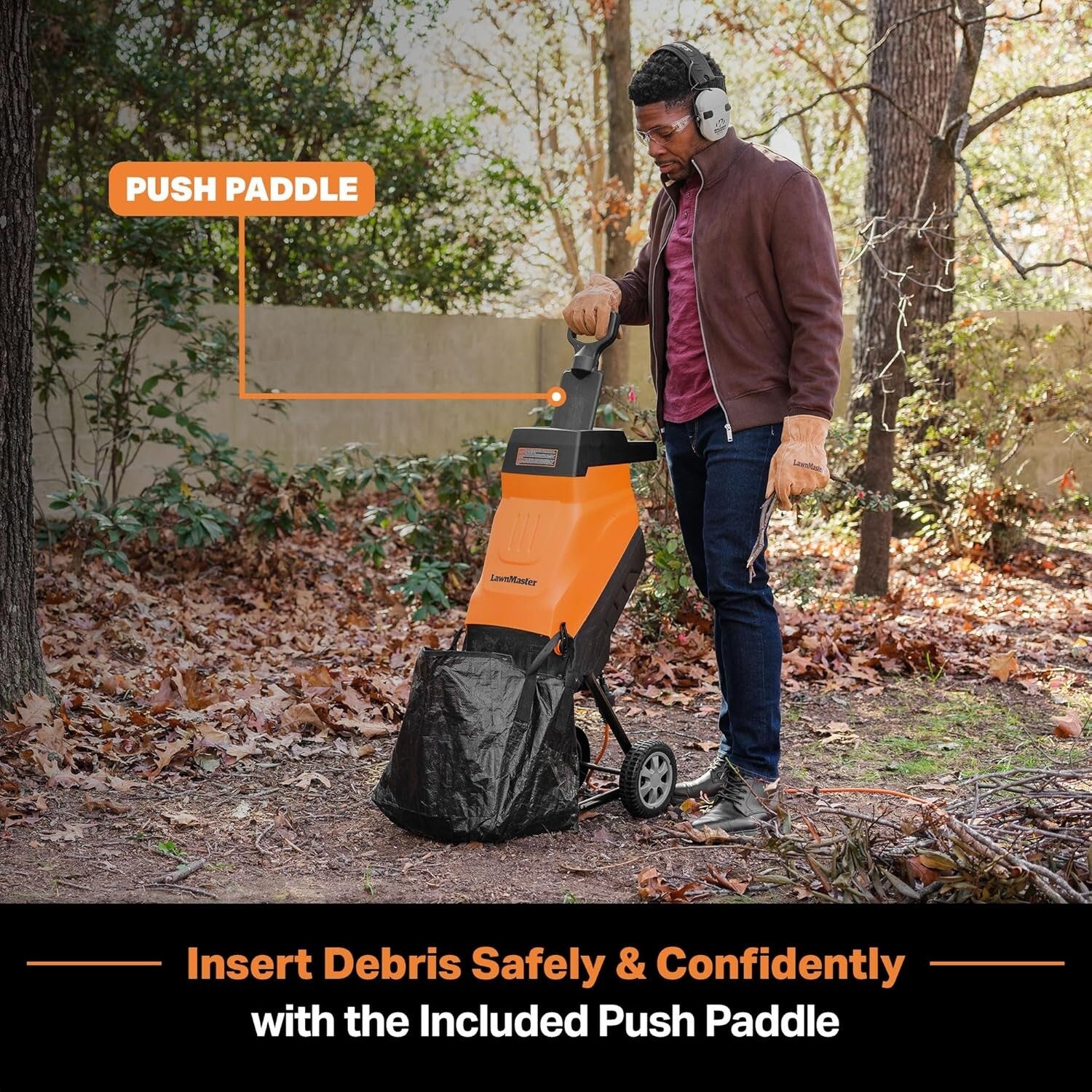 Lightweight 15-Amp Electric Shredder with 1.8'' Cutting Diameter for Yard Debris