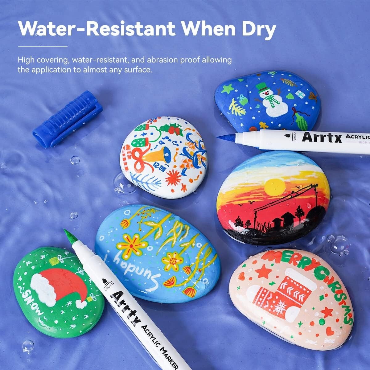 62 Vibrant Acrylic Paint Pens - Dual Tip, Non-Toxic Markers for Creative Crafts