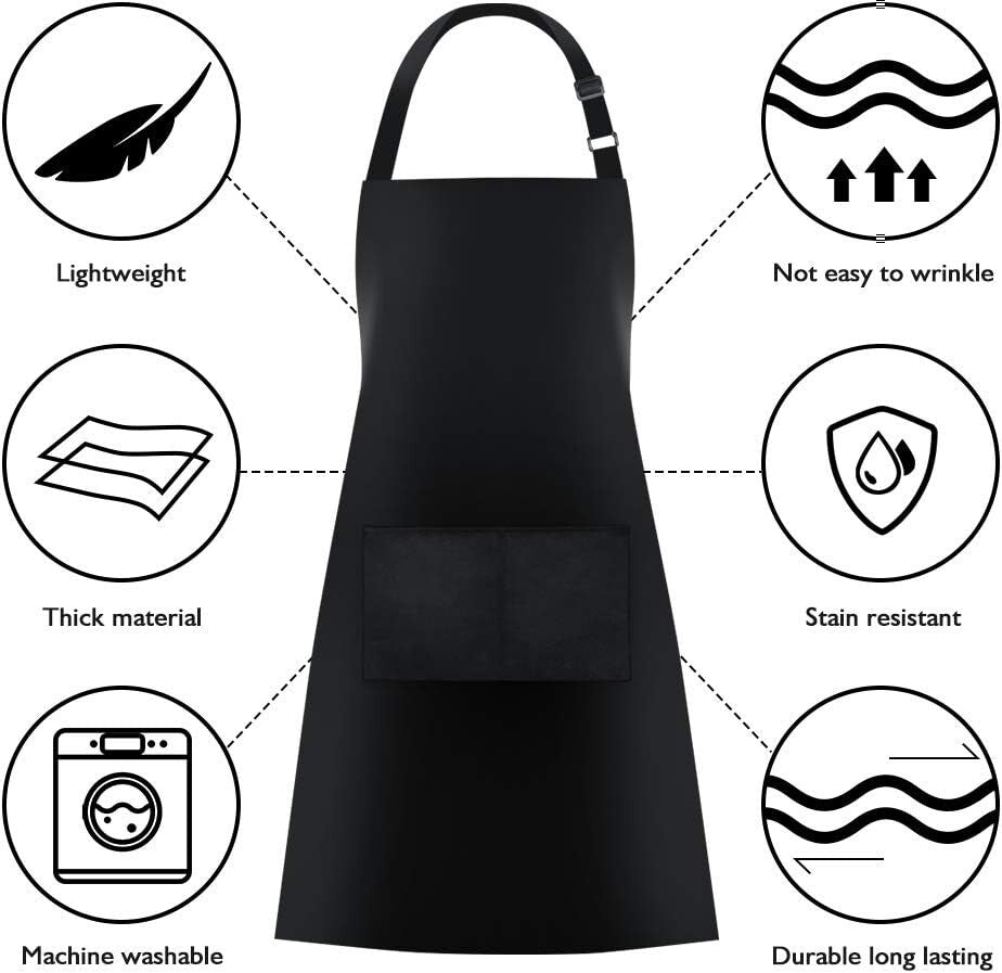 Black 12-Pack Adjustable Aprons with Pockets - Perfect for Home and Studio
