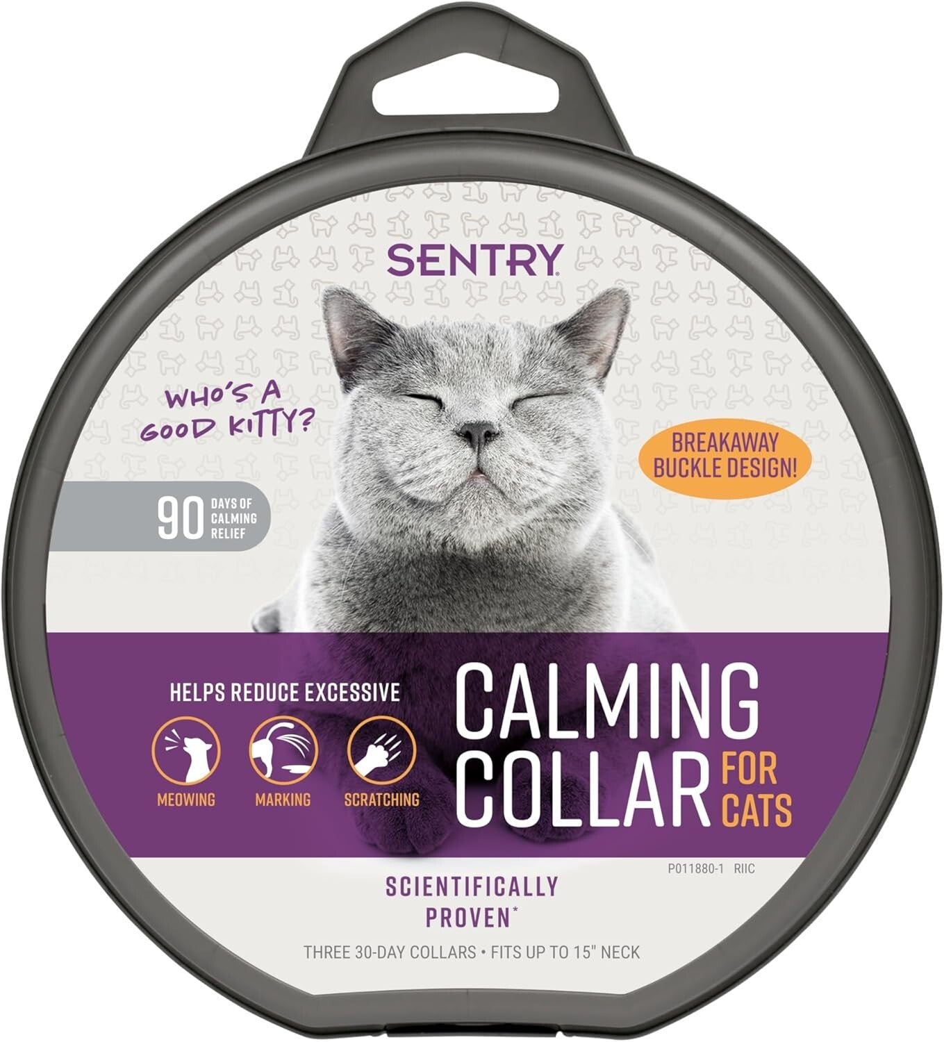 Purple Calming Collar for All Cats - Reduces Stress & Unwanted Behavior, 3 Count
