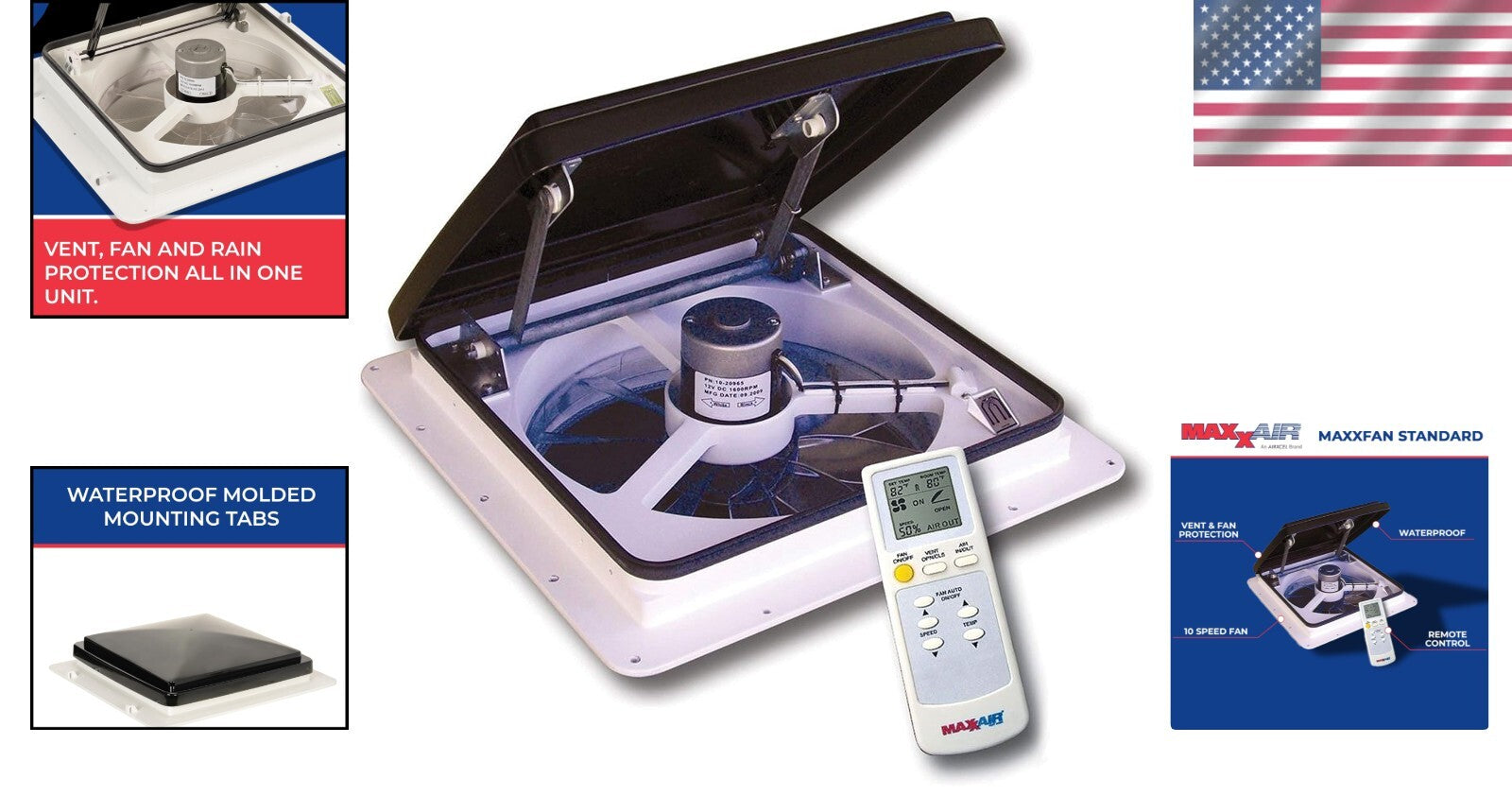 Maxxfan Plus 10-Speed High-Powered RV Intake & Exhaust Fan with Remote Control