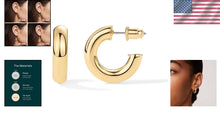 Load image into Gallery viewer, Lightweight Chunky 14K Gold Plated Hoops - Eco-Friendly Elegant Earrings
