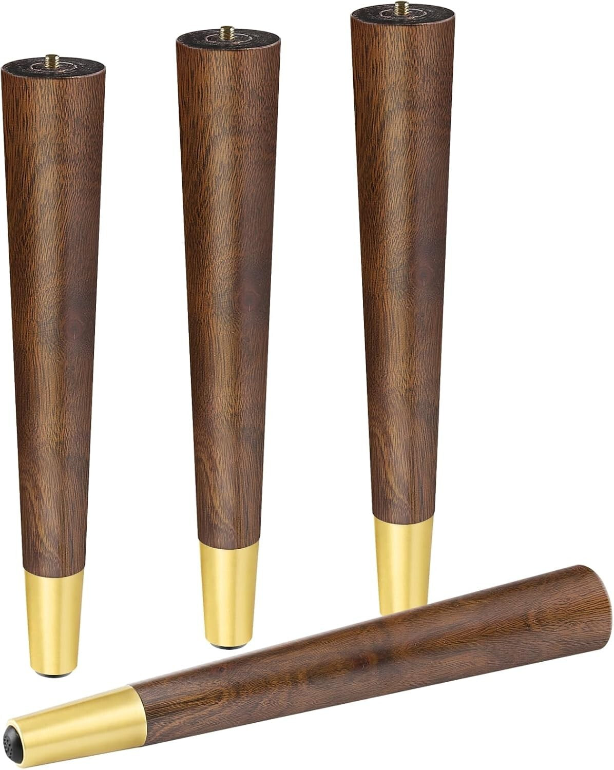 Elegant Walnut Coffee Table Legs - Mid-Century Modern Furniture Feet 16"