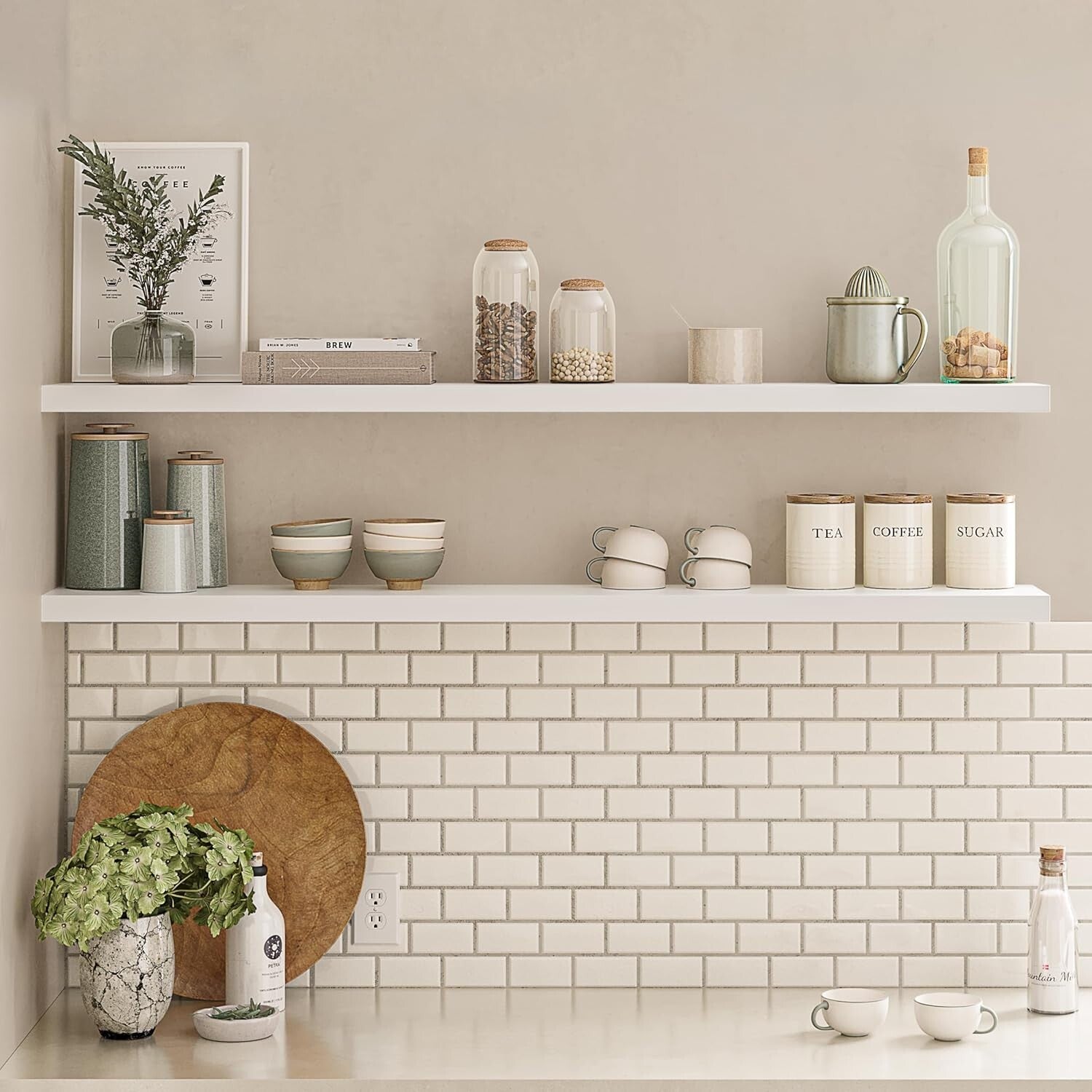 Versatile 60" Wall-Mounted Floating Shelves Set of 2 - Invisible Support Design