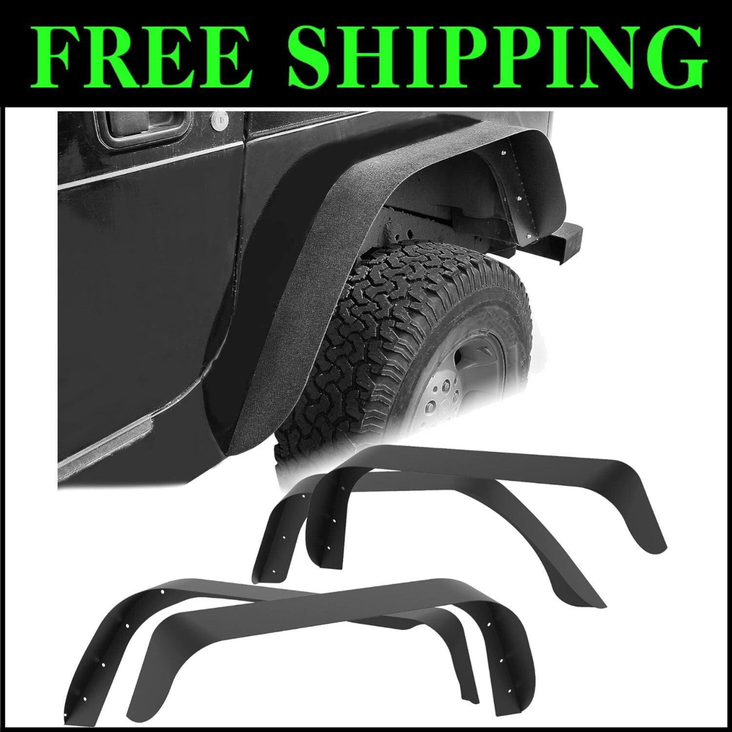 Heavy-Duty Steel Wheel Flares for 1997-2006 Jeep Wrangler TJ & LJ - Easy Install