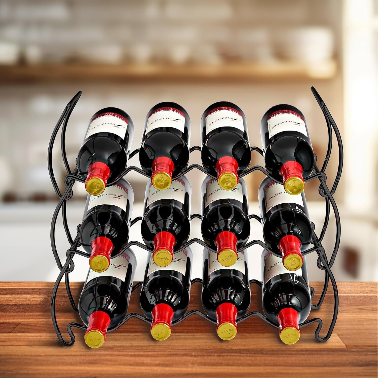 Durable 6-Tier Stackable Wine Rack for Kitchen, Bar: 24 Bottle Capacity