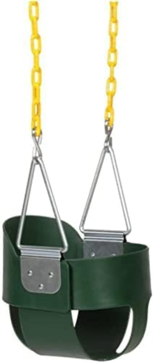 Durable Green Full Bucket Swing for Toddlers - Rust-Resistant, Fully Assembled