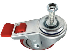 Load image into Gallery viewer, Heavy-Duty 4" Red Polyurethane Total Lock Casters – 300 lbs Capacity per Wheel