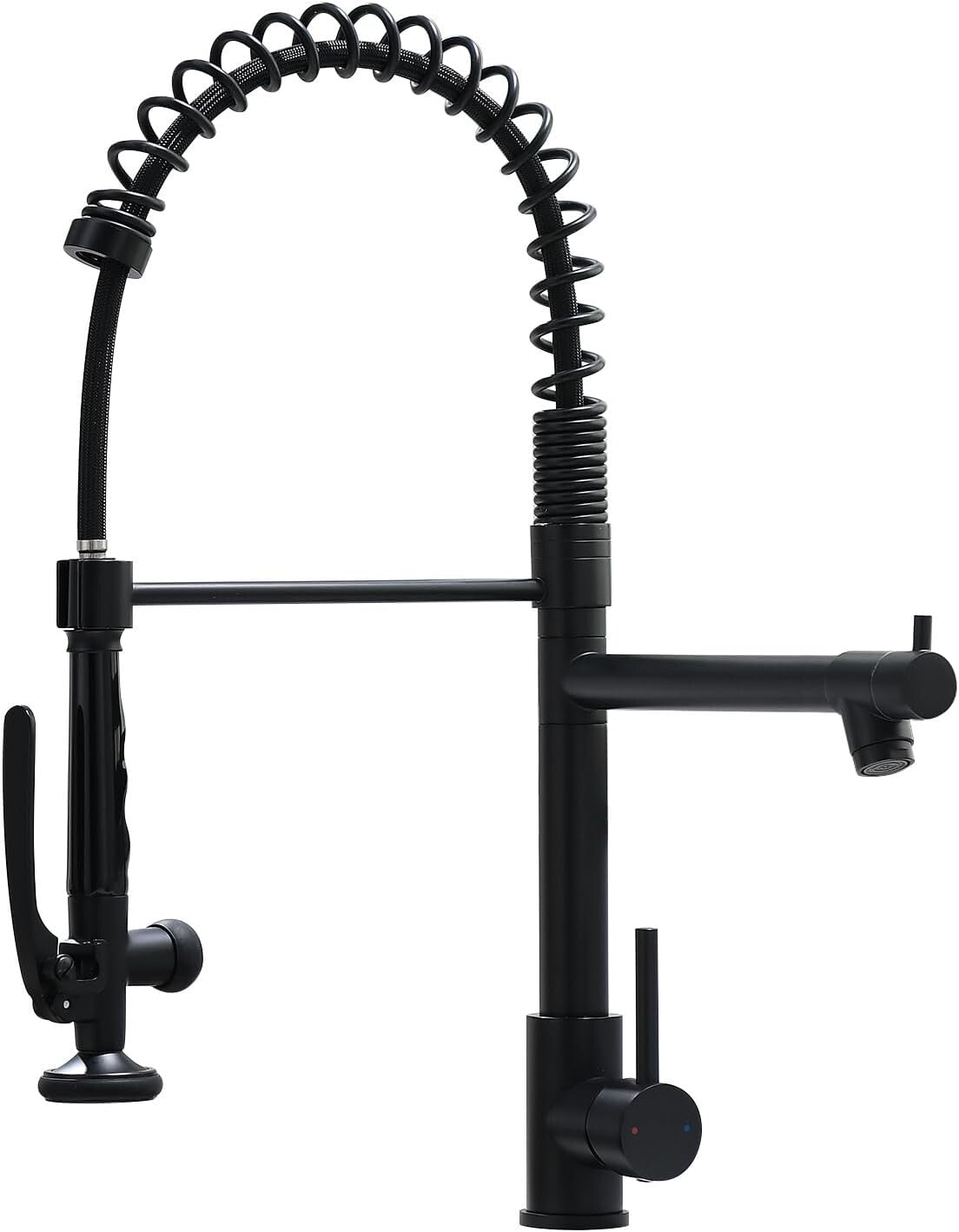 Elegant Matte Black Gooseneck Faucet with Pull Down Sprayer for Modern Kitchens