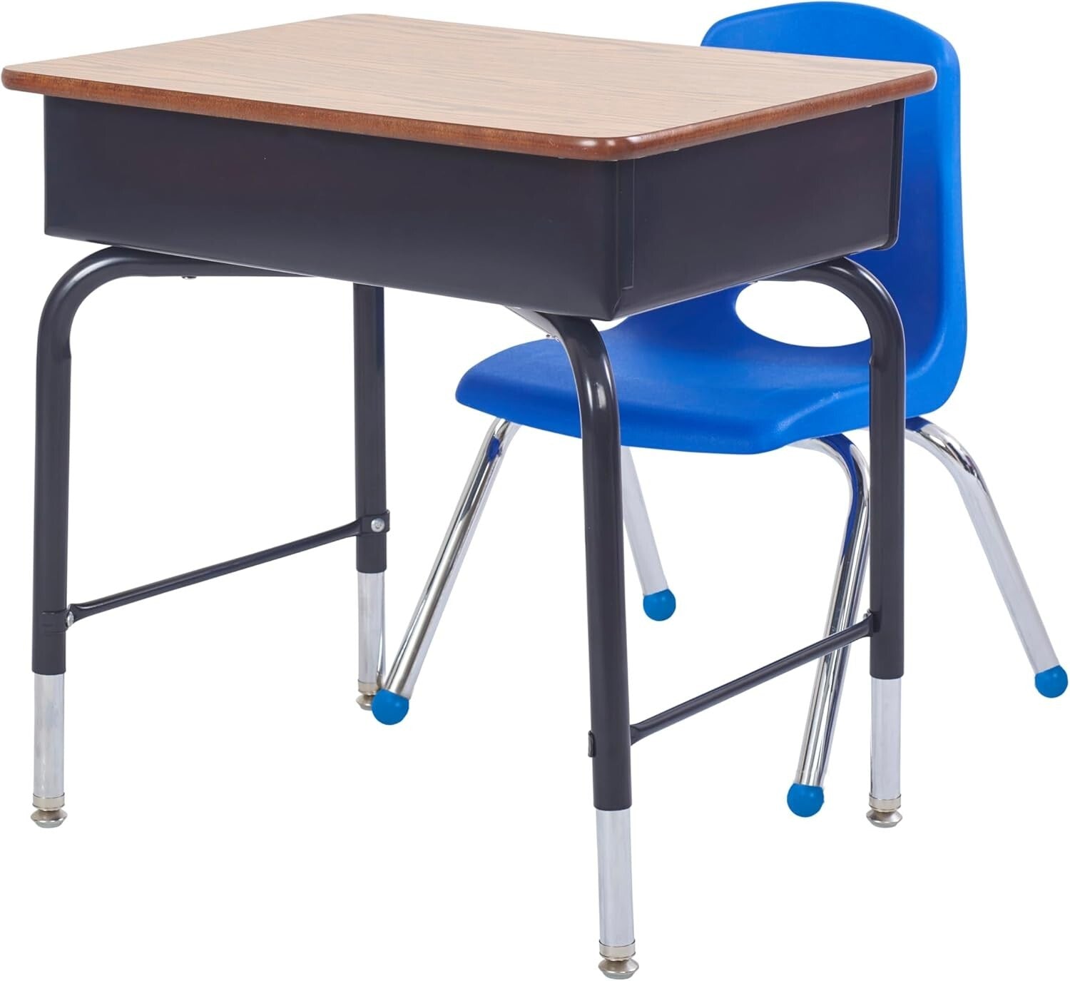 Durable 12" School Stack Chair Set - 6 Blue Seats with Smooth Ball Glides