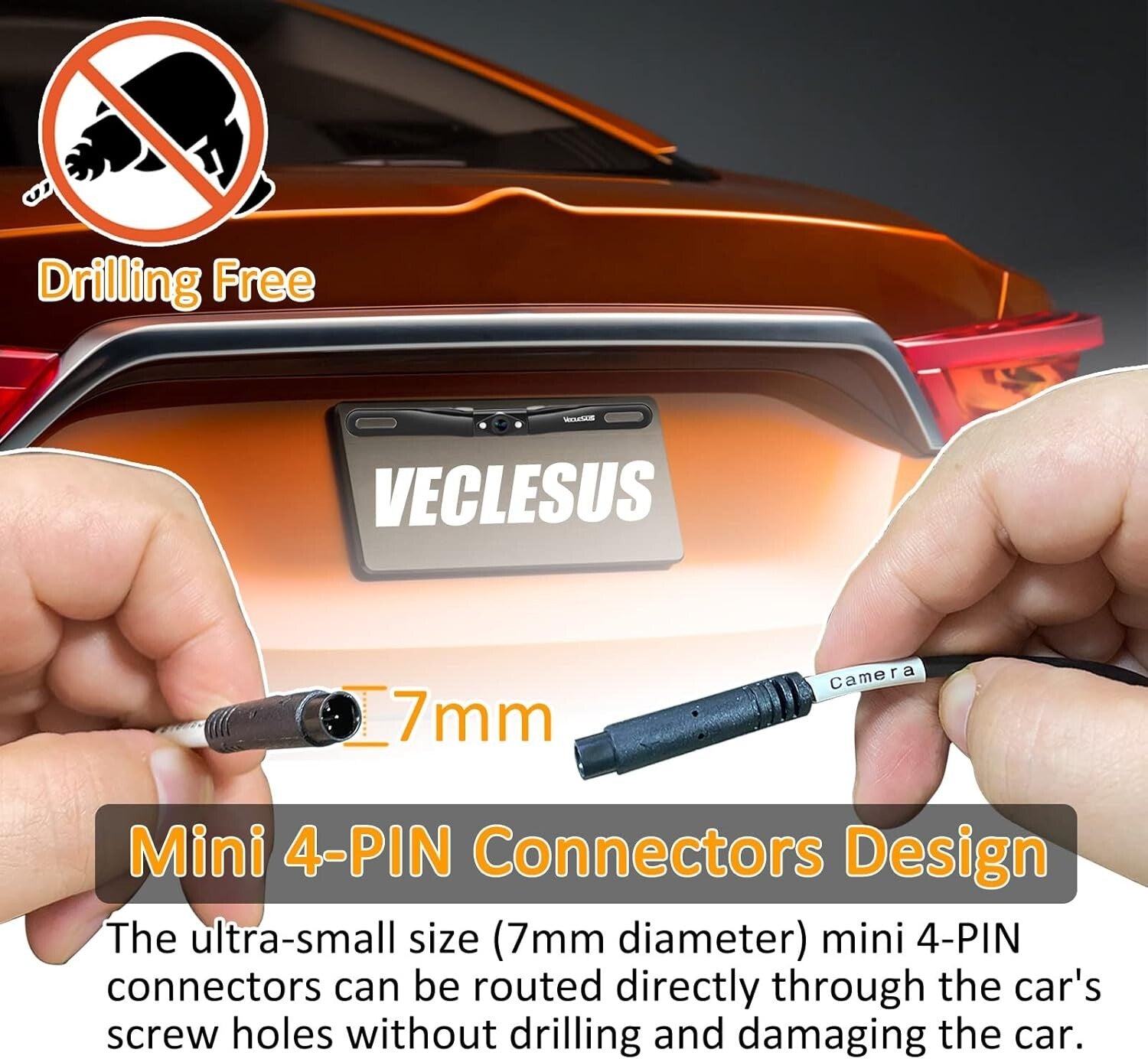 1080P Waterproof Car Backup Camera with 4.3" In-Mirror Monitor Clip-On Design