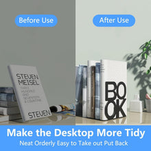 Load image into Gallery viewer, Elegant Black Metal Bookends - Perfect Gift for Book Lovers, 8 Pairs Included