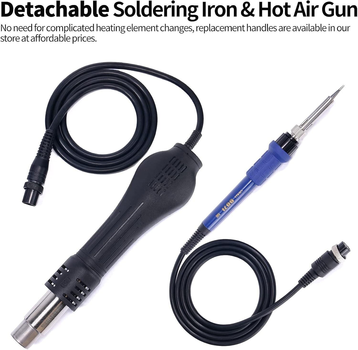 Professional Soldering Iron & Hot Air Rework Station - LED Display & Accessories