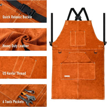 Load image into Gallery viewer, Protection &amp; Comfort: Leather Welding Apron with 6 Pockets - Ideal Gift for Pros