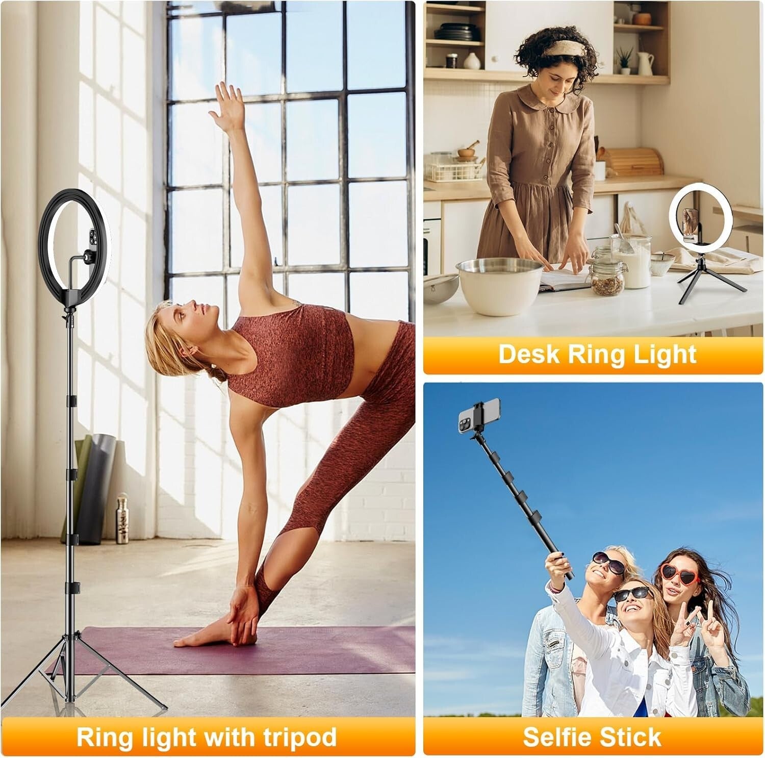 12'' Selfie Ring Light with 73'' Tripod - 38 Color Modes & Dimmable Brightness