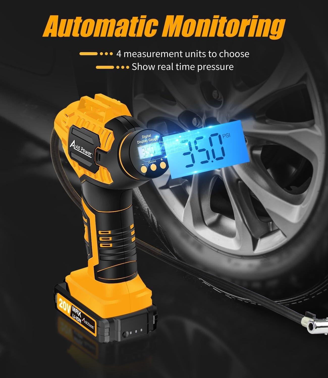 Lightweight 20V Air Pump for Cars & Bikes - Versatile Inflator with Accessories