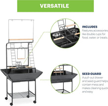 Load image into Gallery viewer, Interactive Small Bird Playstand with Ladders, Swing &amp; Wheels - Black Hammertone
