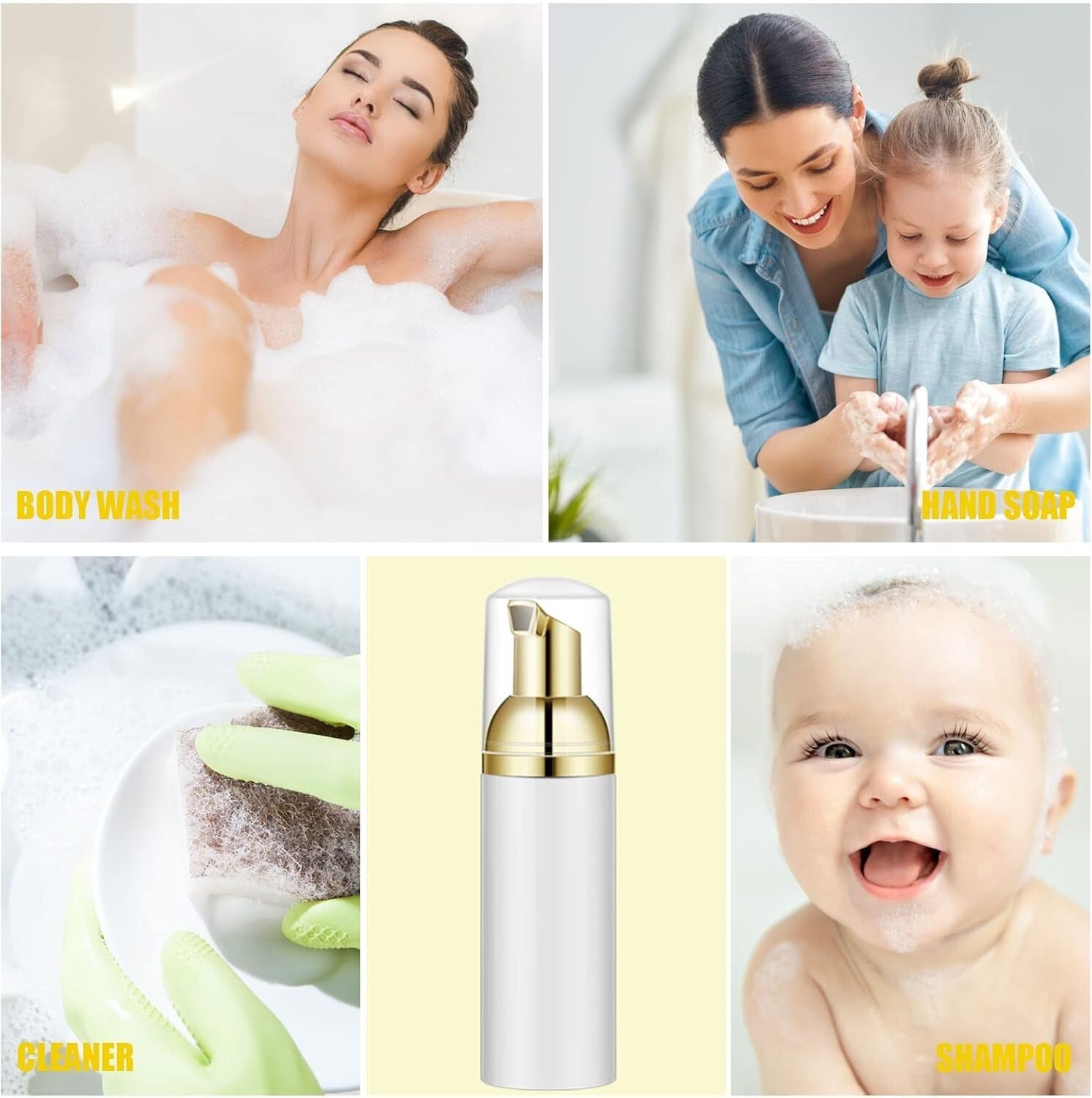 Elegant 50-Pack White Foaming Dispensers with Gold Pump - Perfect for Travel