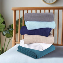 Load image into Gallery viewer, Breathable 100% Cotton King Size Bed Blanket in Beige - Cozy Year-Round Comfort
