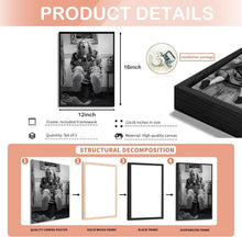 Load image into Gallery viewer, Whimsical Black Floating Frame Bathroom Art Set of 2 - Vintage Humor Prints