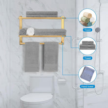 Load image into Gallery viewer, Space-Saving 3-Tier Towel Rack in Brushed Gold - Easy Screw Installation