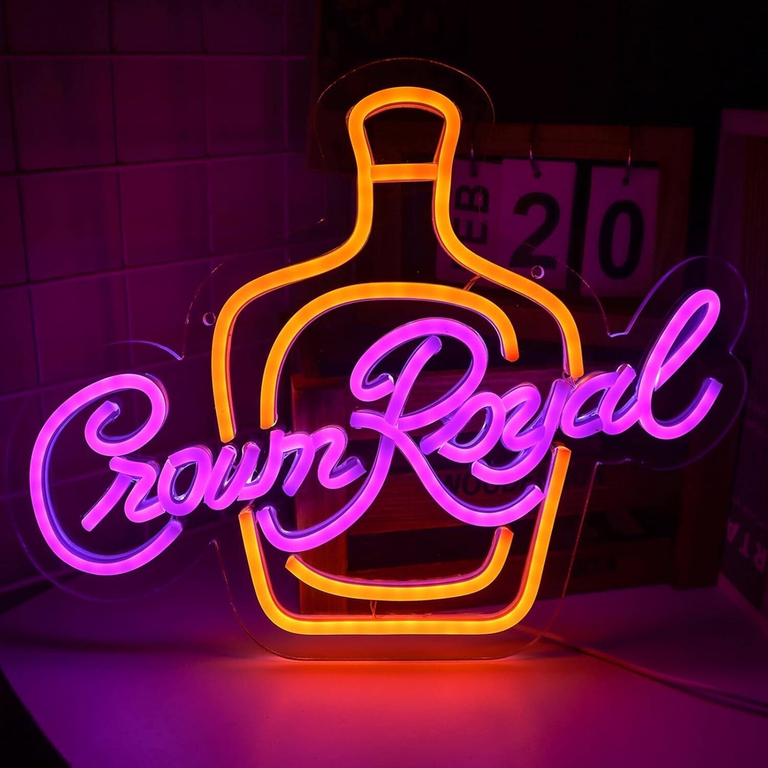 Elegant Wall-Mounted Crown Royal Neon Sign for Creative Bachelor Party Decor