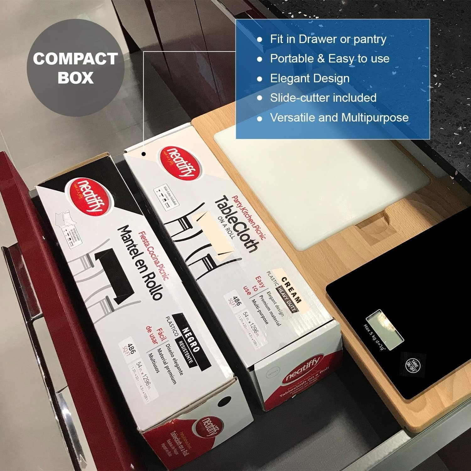 54in x 108ft Black Waterproof Disposable Tablecloth Roll for Elegant Events