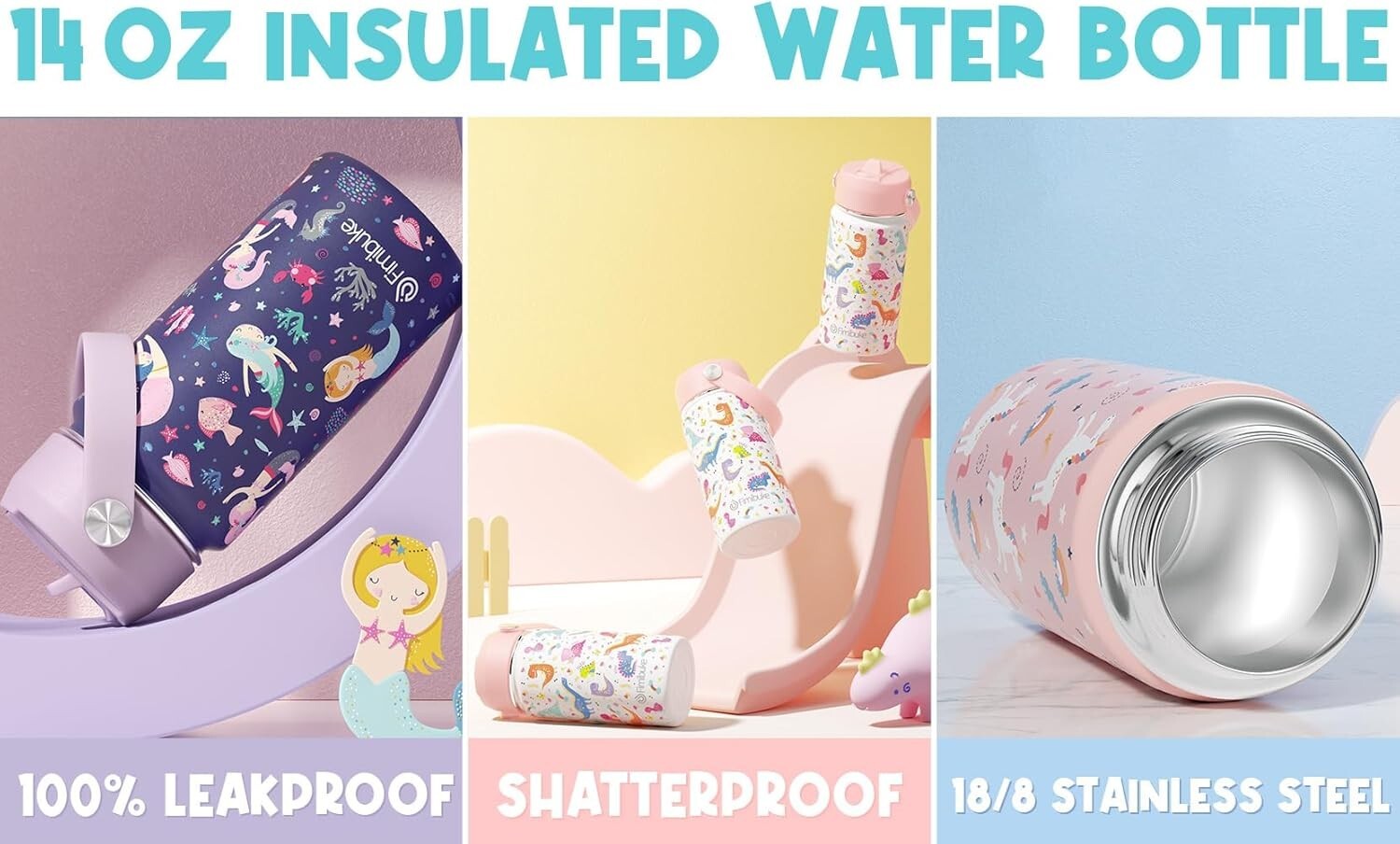 Leak-Proof 4-Compartment Kids Bento Box & Insulated Water Bottle for School Fun