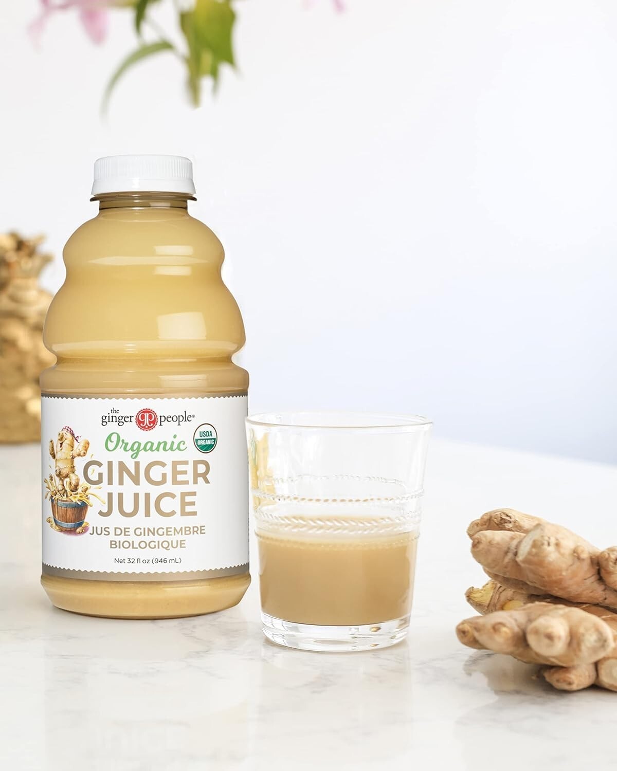 Natural Ginger Juice, 32 Fl Oz - 12-Pack of Pure Wellness Shots, Gluten-Free