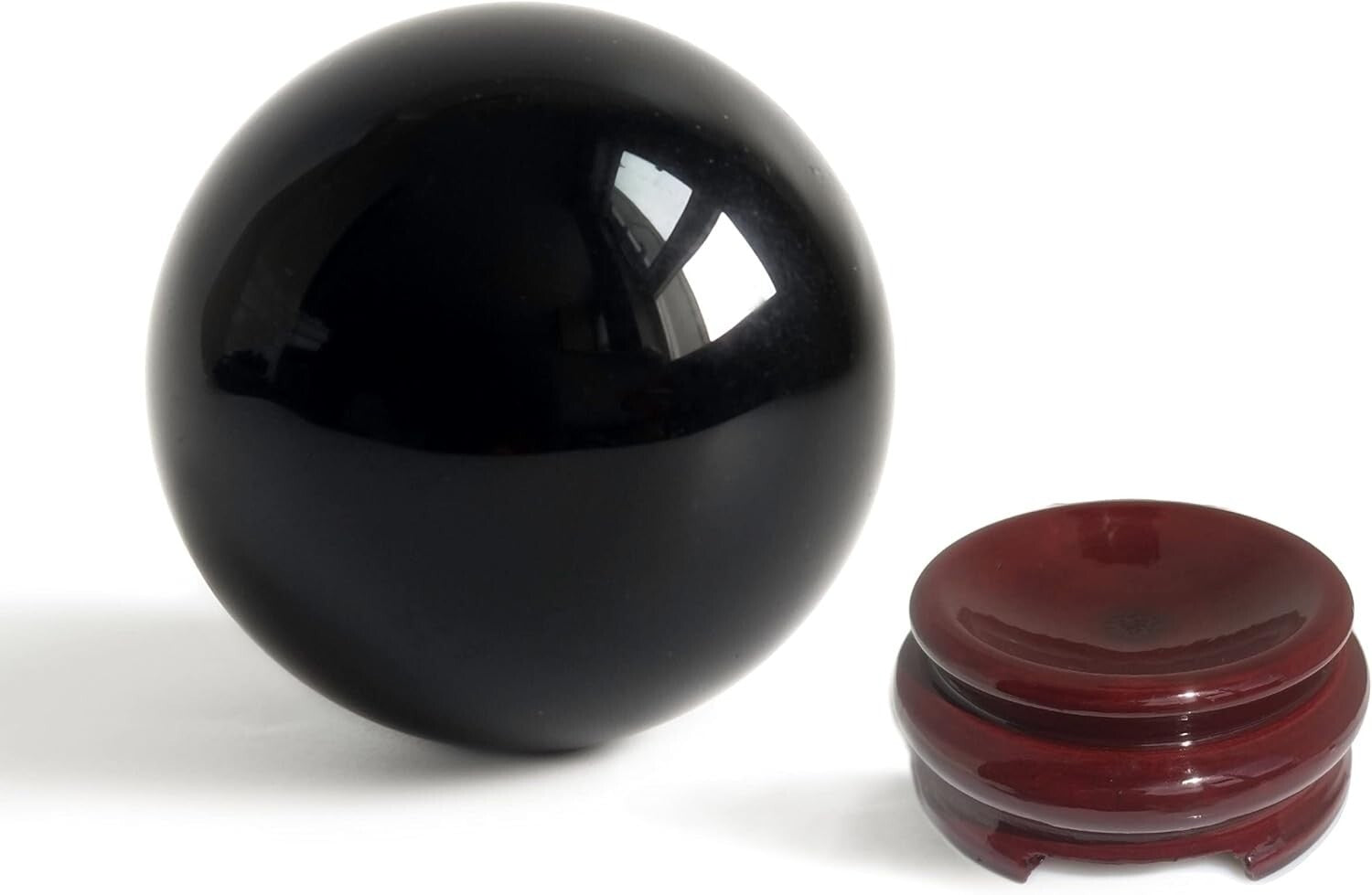 Polished Black Obsidian Crystal Ball for Energy Work, Feng Shui & Decorative Use
