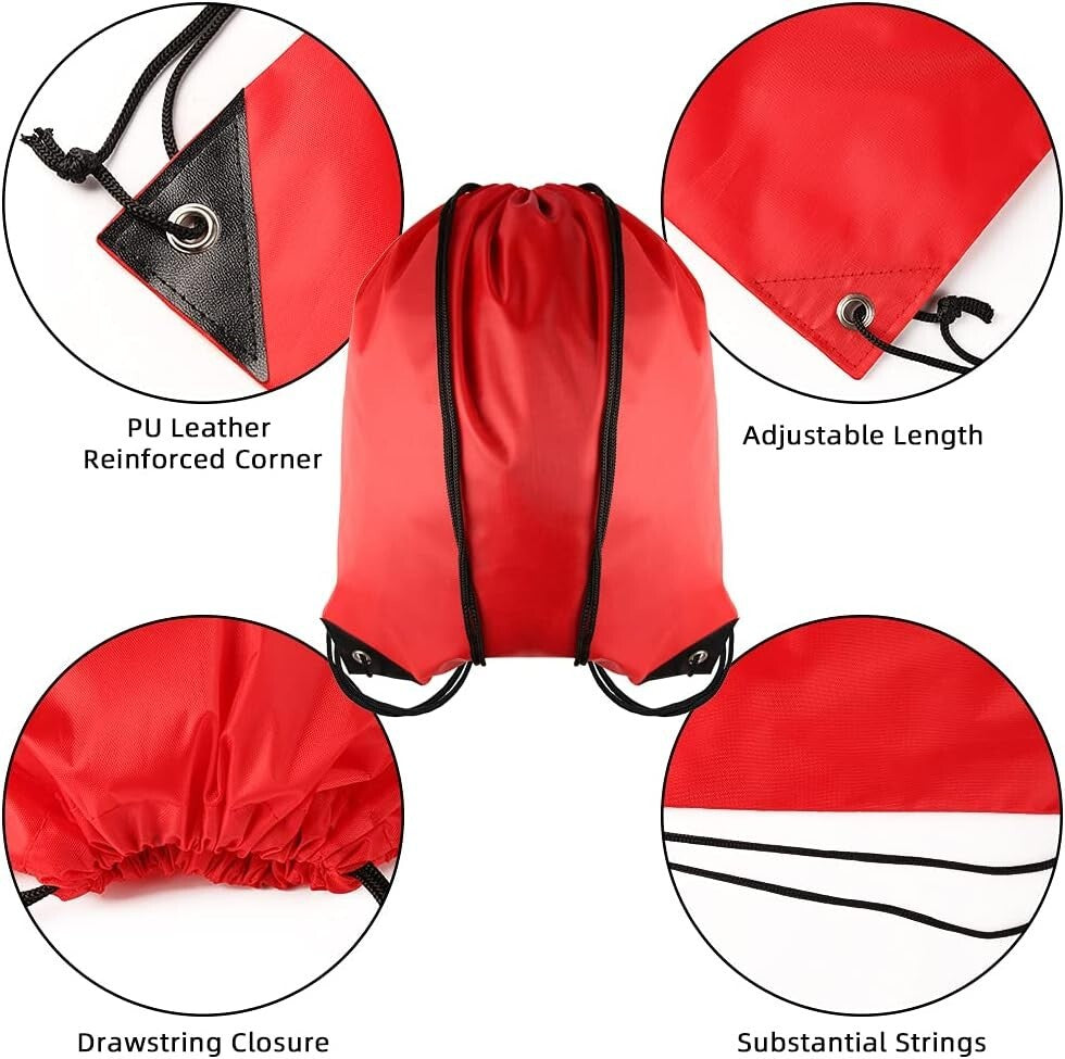 Durable Red Drawstring Backpacks: 60 Lightweight Cinch Bags for Travel & Gym