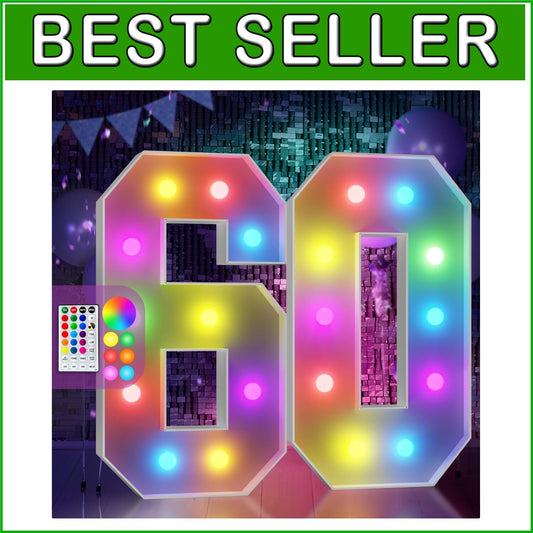Flashing Celebration: 60th Birthday Mosaic Balloon Frame with Remote Control