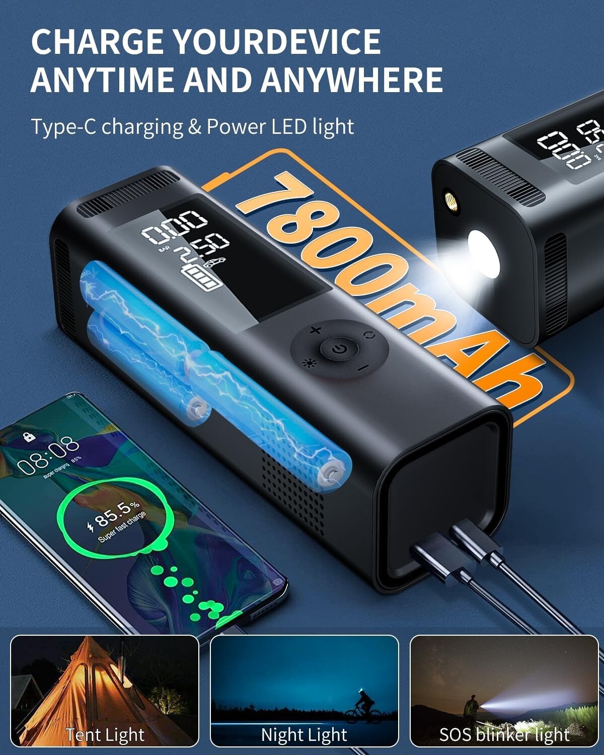 Smart Digital Tire Inflator with Auto Shut-off - Ideal for Cars and Sports