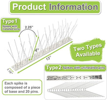 Load image into Gallery viewer, 200ft Premium Stainless Steel Bird Spikes - Strong Protection Against Birds