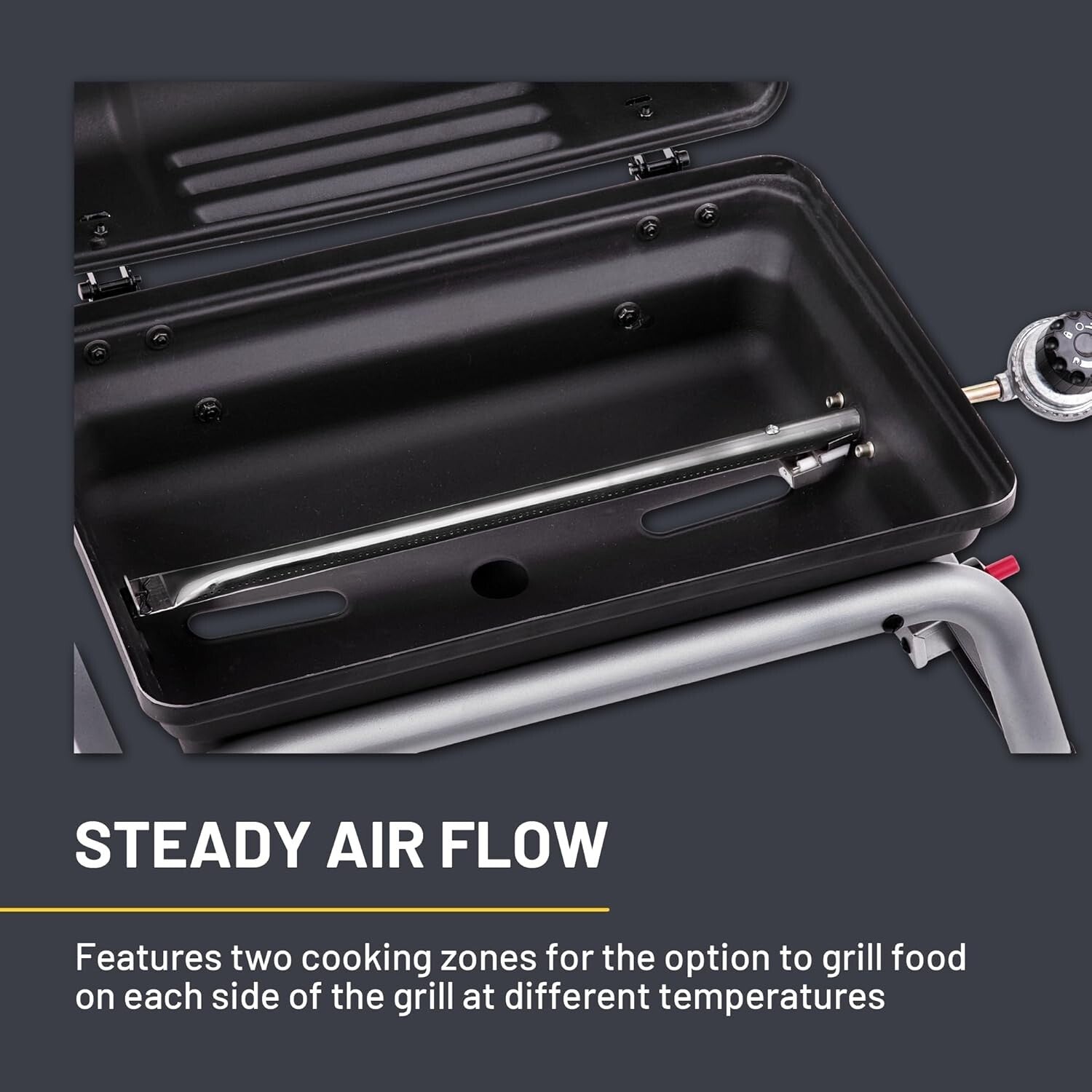 Black Portable Gas Grill with Temperature Gauge and Removable Grease Tray