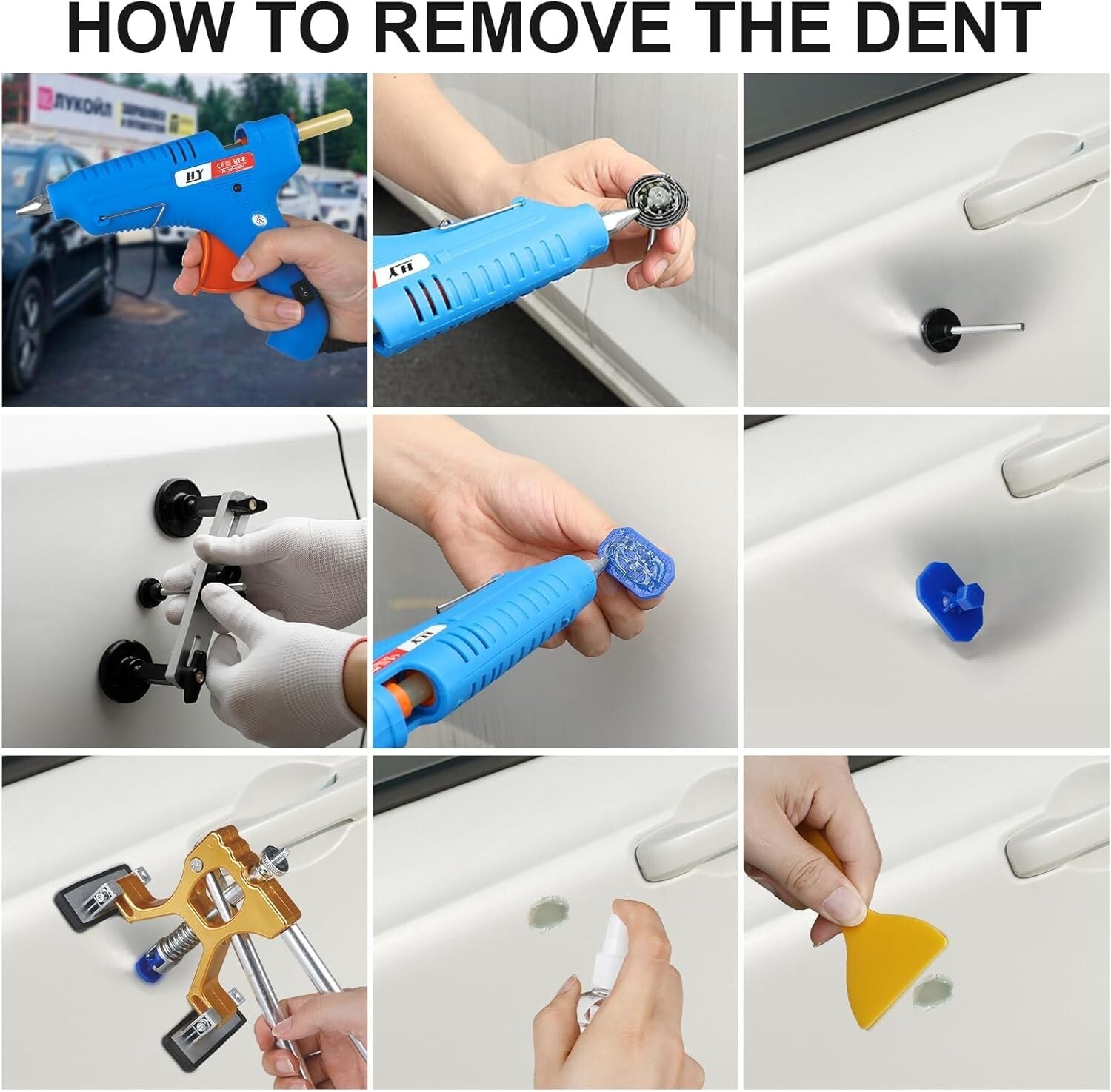 129pc Professional Dent Puller Kit with T-Bar & Bridge Puller for DIY Repairs