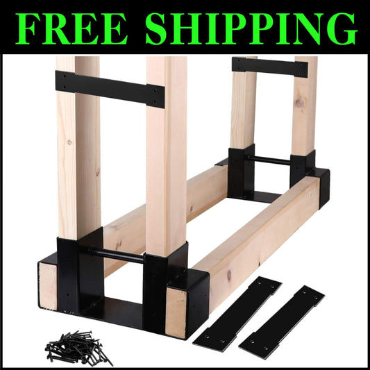 Iron Firewood Storage Rack Bracket Kit - Stylish Adjustable Holder for Outdoors