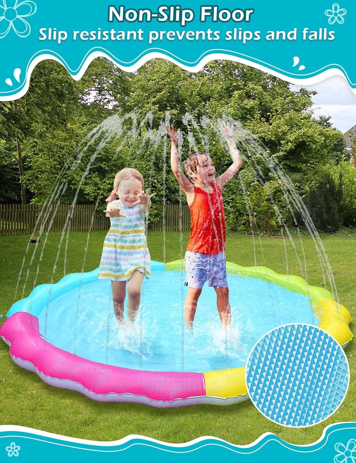XXL Non-Slip Splash Pad Sprinkler for Kids & Pets - 87 Inch Fun Outdoor Mat
