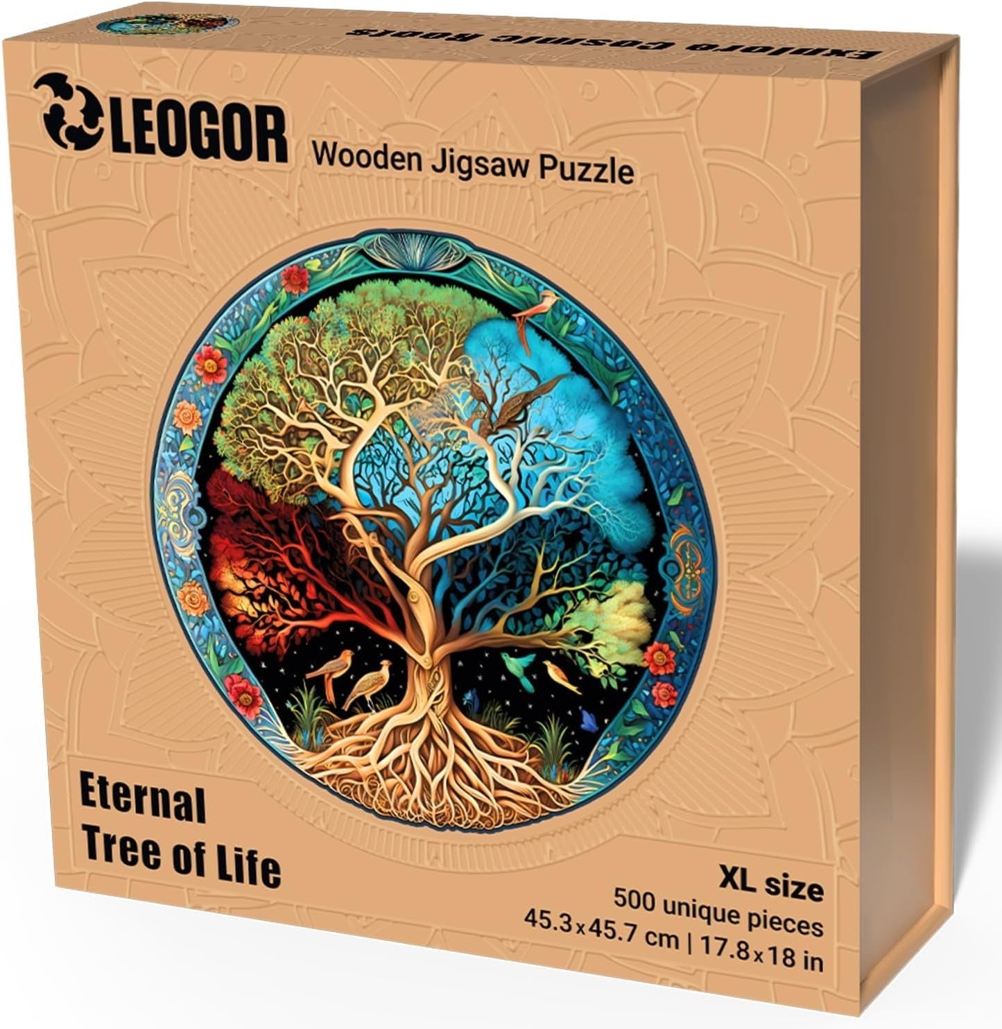 Extra-Thick Round 500-Piece Wooden Puzzle with Creative Hand-Shaped Pieces