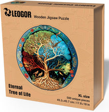 Load image into Gallery viewer, Extra-Thick Round 500-Piece Wooden Puzzle with Creative Hand-Shaped Pieces