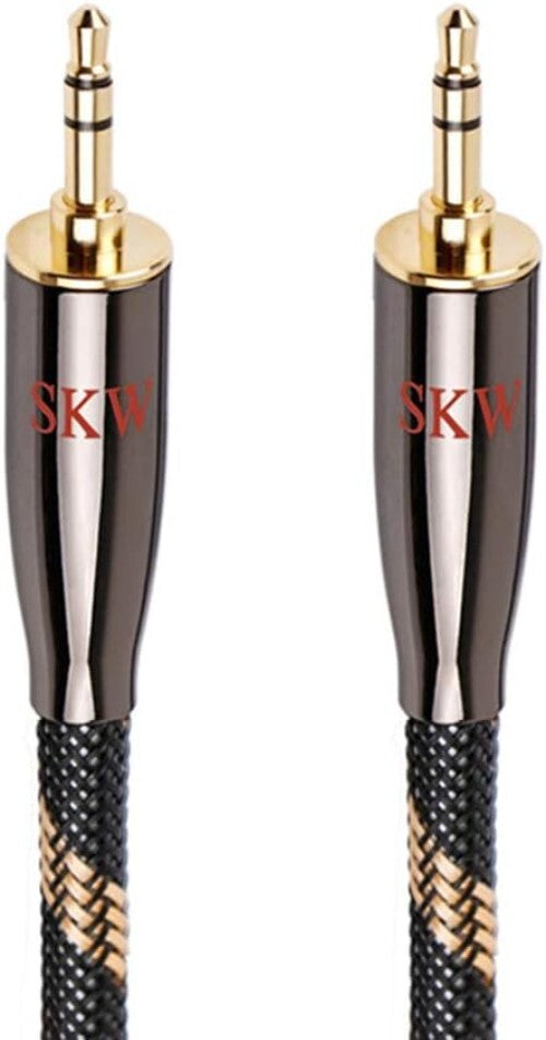 Durable 16.4ft Nylon Braided AUX Cable with Corrosion-Resistant Connectors