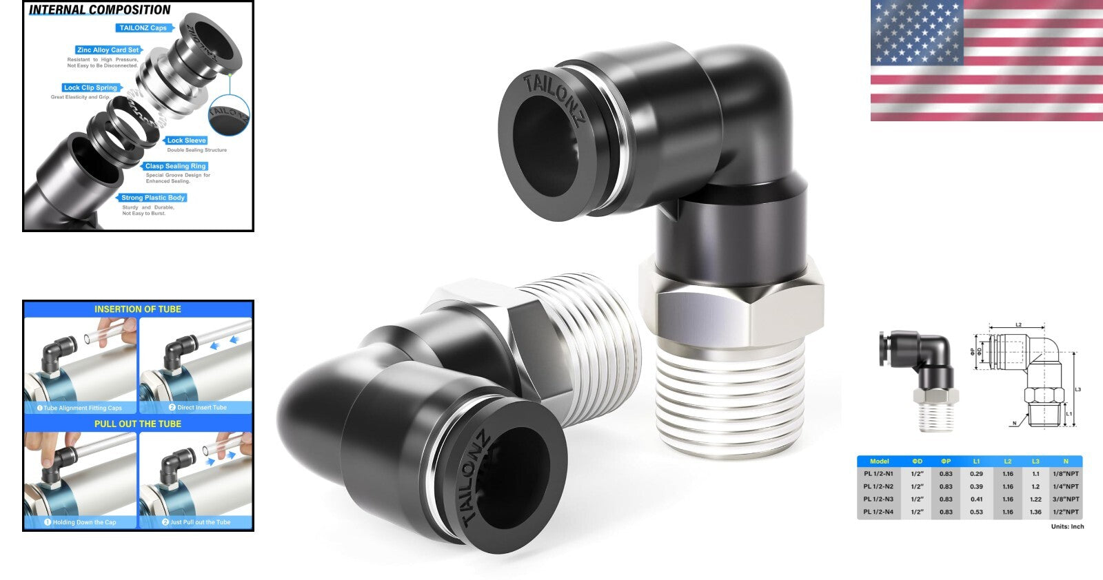 Durable 1/2 Inch NPT Male Elbow Connectors - 20 Pack of 90-Degree Fittings