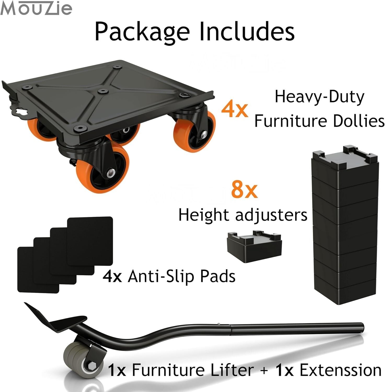 5-Wheel Heavy Duty Furniture Lifter with Anti-Slip Pads - Ideal for Safe Moving