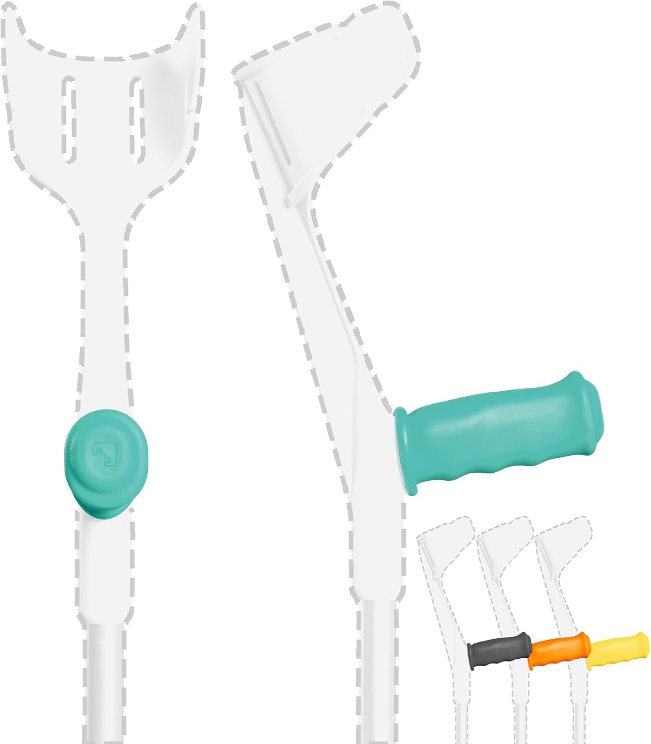 Ergonomic Crutch Handle Grips with Easy-Clean Silicone - Set of 2, Prevent Falls