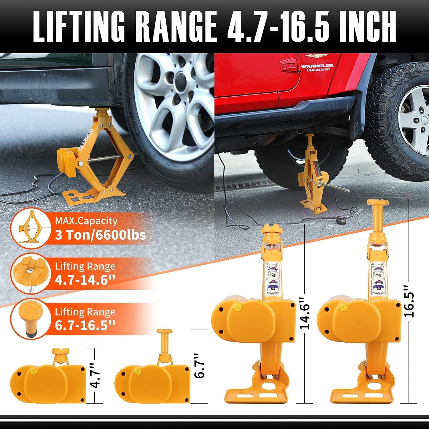 Electric Scissor Car Jack 3 Ton with Impact Wrench & Inflator for Easy Tire C...