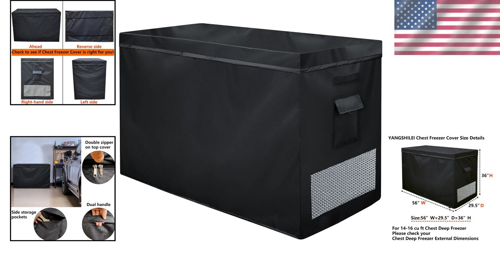 Heavy-Duty Chest Freezer Protector with Zipper Top – Fits 14-16 cu ft Models