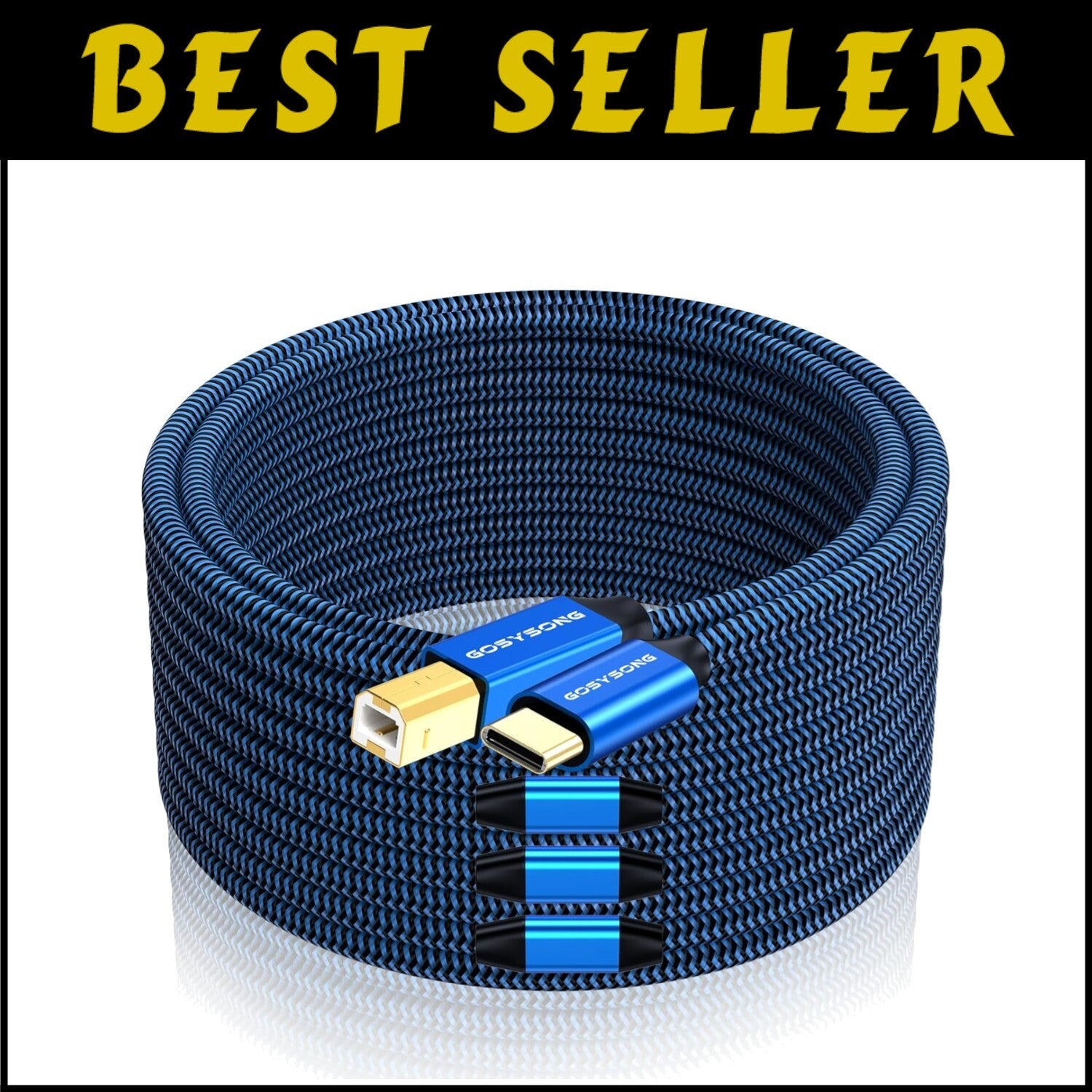 USB C Printer & Scanner Cable 100ft - Tangle-Free, Reinforced Durable Design