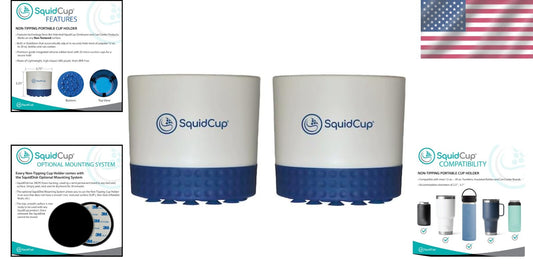 Gray/Navy Non-Tipping Cup Holder with Stabilizers for Boats & RVs - 2 Pack